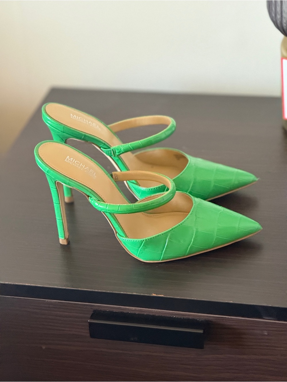 Michael Kors Vibrant Green Pointed-Toe Stiletto Mules